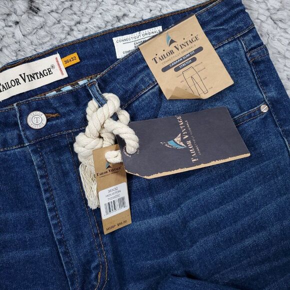 Tailor Vintage Canaan Slim Fit Stretch Jeans Men's Size 36 x 32 Blue Houston - Picture 5 of 9